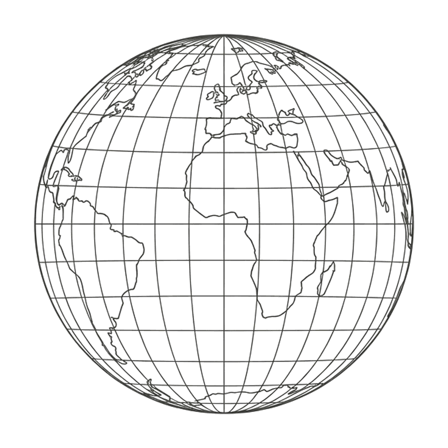 A wireframe globe